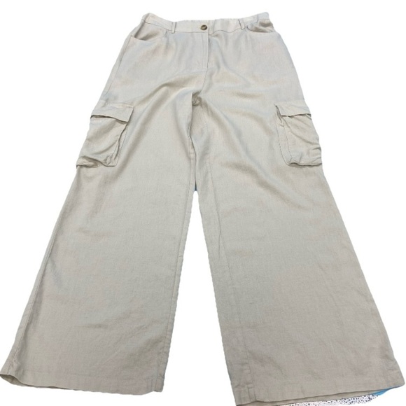 Sincerely Jules Wide-Leg Capri Cargo Pants Beige Size Large - Picture 1 of 5